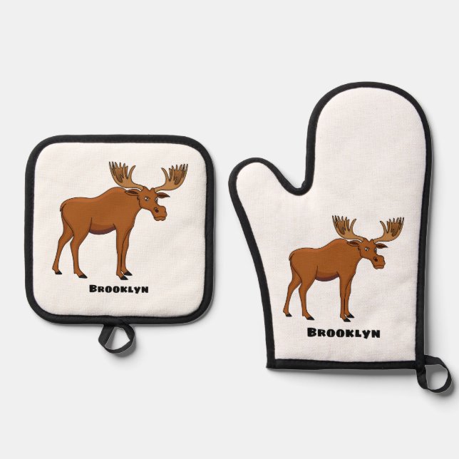 Ensemble De Gant De Cuisine Et De Manique Funny moose (Recto)