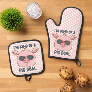 Ensemble De Gant De Cuisine Et De Manique Funny Pig Pun