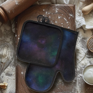 Ensemble De Gant De Cuisine Et De Manique Galaxie de la nébuleuse du voile céleste Champ d'é