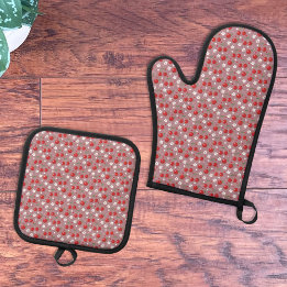 Ensemble De Gant De Cuisine Et De Manique Gant de cuisine et dessous de plat à motif cerise