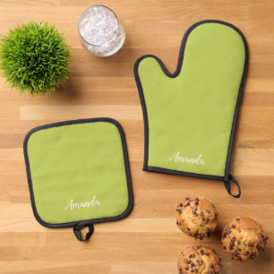 Ensemble De Gant De Cuisine Et De Manique Gant de cuisine Tendance Chartreuse Doux  Set de m