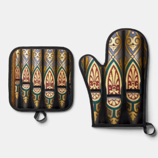 Ensemble De Gant De Cuisine Et De Manique Gant de four et dessous de plat à tuyaux d'orgue d