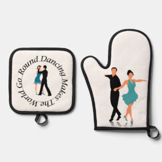 Ensemble De Gant De Cuisine Et De Manique Gant de four et dessous de plat - Danseur rond