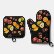 Gant de four et dessous de plat Fruits Vintage