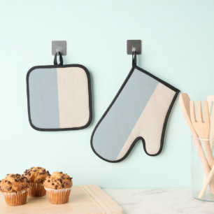 Ensemble De Gant De Cuisine Et De Manique Gant et dessous de plat bleu et blanc Coastal Calm