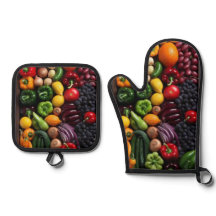 Gante de four et protège-pot colorés aux fruits et