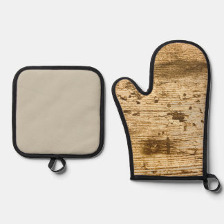 Ensemble De Gant De Cuisine Et De Manique Gants de cuisine Grain de Bois Originaux.