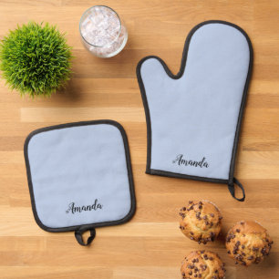 Ensemble De Gant De Cuisine Et De Manique Gants de cuisine personnalisés bleu ciel doux