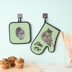 Ensemble De Gant De Cuisine Et De Manique Gants de four et porte-poêles Editor Cat par RoseW
