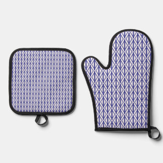 Ensemble De Gant De Cuisine Et De Manique Géométrique bleue