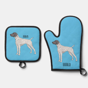 Ensemble De Gant De Cuisine Et De Manique German Shorthred Pointer dog