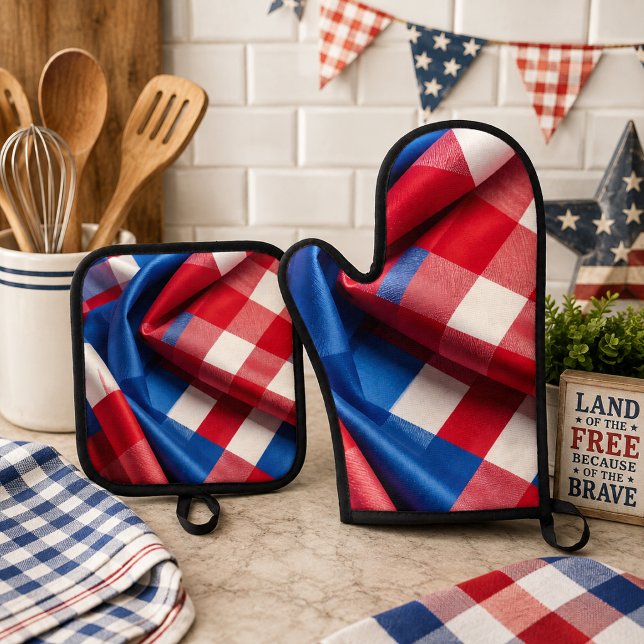 Ensemble De Gant De Cuisine Et De Manique Gingham et Gloire (Créateur téléchargé)