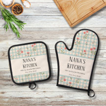 Gingham Floral Bleu de Campagne Vintage Personnali