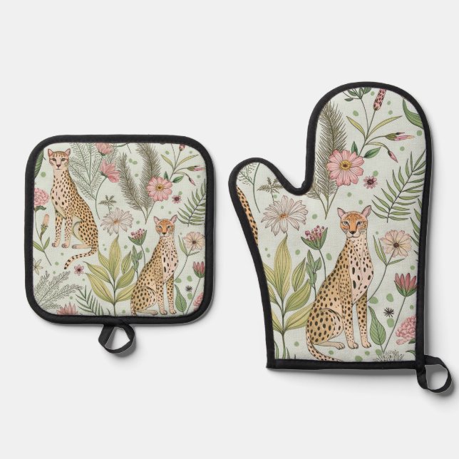 Ensemble De Gant De Cuisine Et De Manique Grâce dans la nature (Recto)