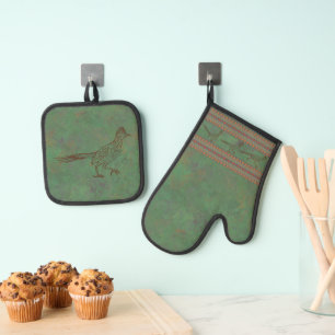 Ensemble De Gant De Cuisine Et De Manique Grand Géocoucou Sagebrush Vert