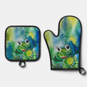 Ensemble De Gant De Cuisine Et De Manique Grenouille