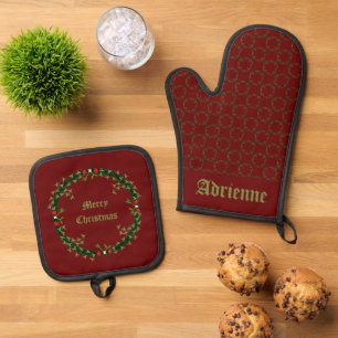 Ensemble De Gant De Cuisine Et De Manique Guirlande de Noël gothique personnalisée