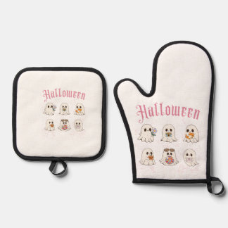 Ensemble De Gant De Cuisine Et De Manique halloween
