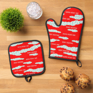 Ensemble De Gant De Cuisine Et De Manique Harmattan Christmas Fog Four Mitt et Pot Holders