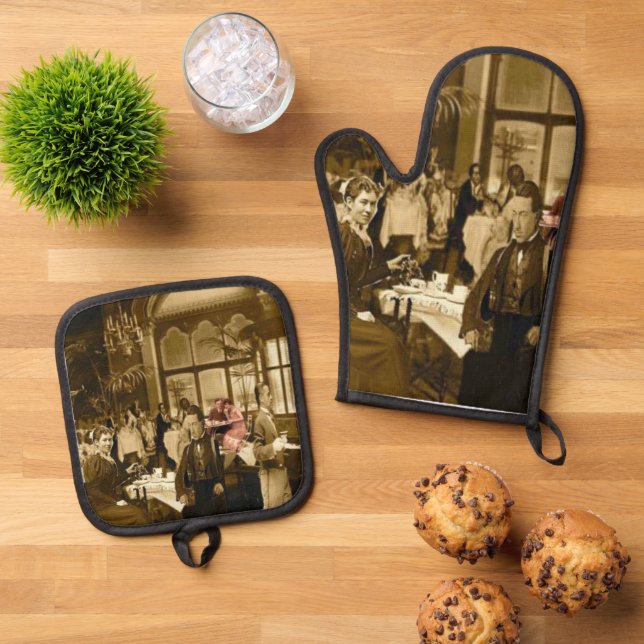 Ensemble De Gant De Cuisine Et De Manique Heure du thé (De haut en bas)