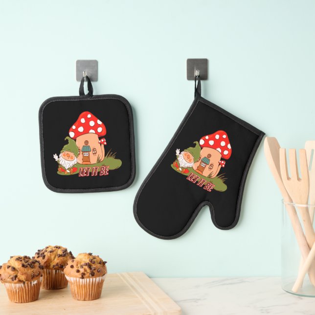 Ensemble De Gant De Cuisine Et De Manique Hippie Que Ça Soit Gnome (In situ (suspendu))
