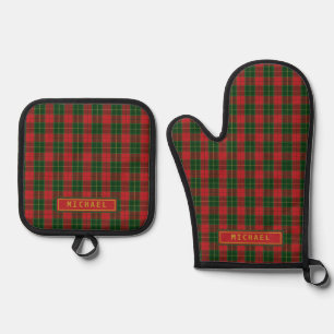 Ensemble De Gant De Cuisine Et De Manique Hommes Personnalisés Scottish Christmas Tartan Pla
