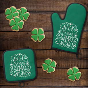 Ensemble De Gant De Cuisine Et De Manique Hugs, baisers et souhaits des Shamrocks Saint-Patr