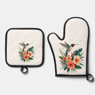 Ensemble De Gant De Cuisine Et De Manique Hummingbird Bloom Kitchen Set