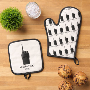 Ensemble De Gant De Cuisine Et De Manique Icône Fu*k Sur L'Icône Drôle Walkie Talkie