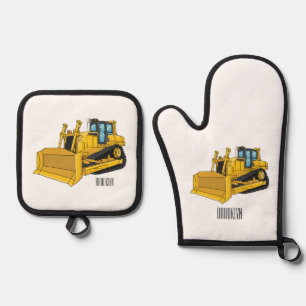 Ensemble De Gant De Cuisine Et De Manique Illustration de dessin animé Bulldozer