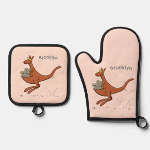 Ensemble De Gant De Cuisine Et De Manique Illustration de dessin animé Cute kangaroo et koal