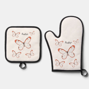 Ensemble De Gant De Cuisine Et De Manique illustration de dessin animé de papillon à ailes d