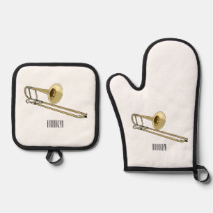 Ensemble De Gant De Cuisine Et De Manique Illustration de dessin animé de Trombone