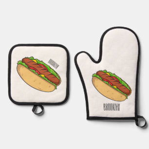 Ensemble De Gant De Cuisine Et De Manique Illustration de Hot dog
