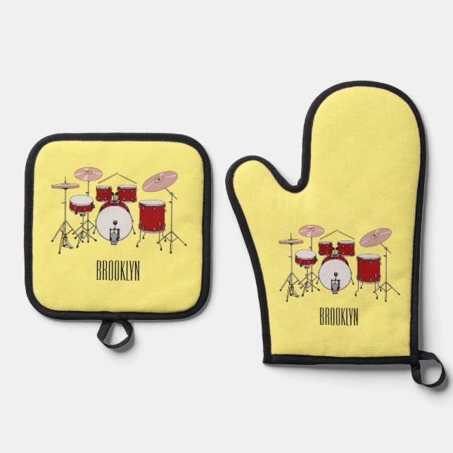 Ensemble De Gant De Cuisine Et De Manique Illustration de kit de batterie (Recto)