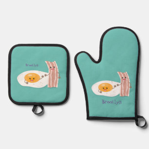 Ensemble De Gant De Cuisine Et De Manique Illustration de l'oeuf de Cute kawaii et du bacon
