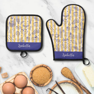 Ensemble De Gant De Cuisine Et De Manique Illustration de nourriture italienne fantaisiste à