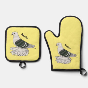 Ensemble De Gant De Cuisine Et De Manique Illustration du pigeon pigeon du Bouclier de Saxon