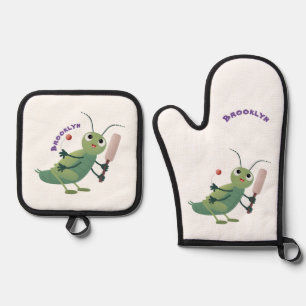 Ensemble De Gant De Cuisine Et De Manique Illustration d'un insecte du cricket vert mou