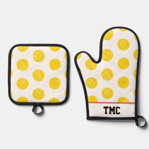 Ensemble De Gant De Cuisine Et De Manique INITIALES Pois de Pickleball Sports Amusement