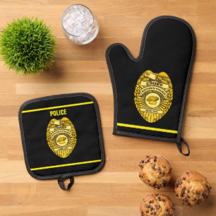 Ensemble De Gant De Cuisine Et De Manique Insigne du chef de la police de cuisine