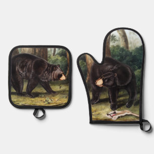 Ensemble De Gant De Cuisine Et De Manique J.W. Audubon - Ursus Americanus (Ours Noir)