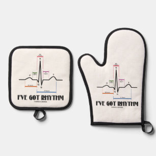 Ensemble De Gant De Cuisine Et De Manique J'ai le rythme ECG EKG Electrocardiogramme