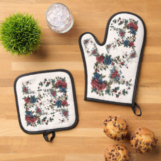 Ensemble De Gant De Cuisine Et De Manique Jardin Americana Roses Patriot