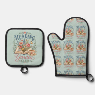 Ensemble De Gant De Cuisine Et De Manique Jardin de lecture Cottagecore Floral Club