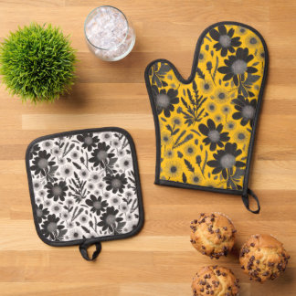 Ensemble De Gant De Cuisine Et De Manique Jardin Fleur sauvage Dusky - Modèle Floral Vintage