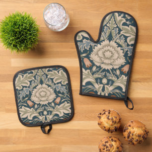 Ensemble De Gant De Cuisine Et De Manique Jardin Floral William Morris Severn Fleur Classiqu