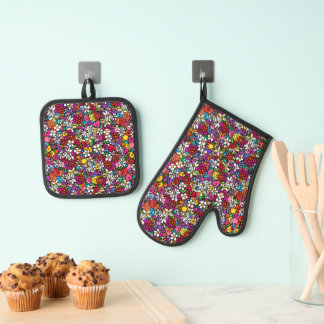 Ensemble De Gant De Cuisine Et De Manique Jardin joyeux