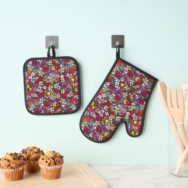 Ensemble De Gant De Cuisine Et De Manique Jardin joyeux (In situ (suspendu))
