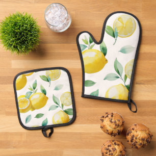 Ensemble De Gant De Cuisine Et De Manique Jeu de mariée bleu citron moderne